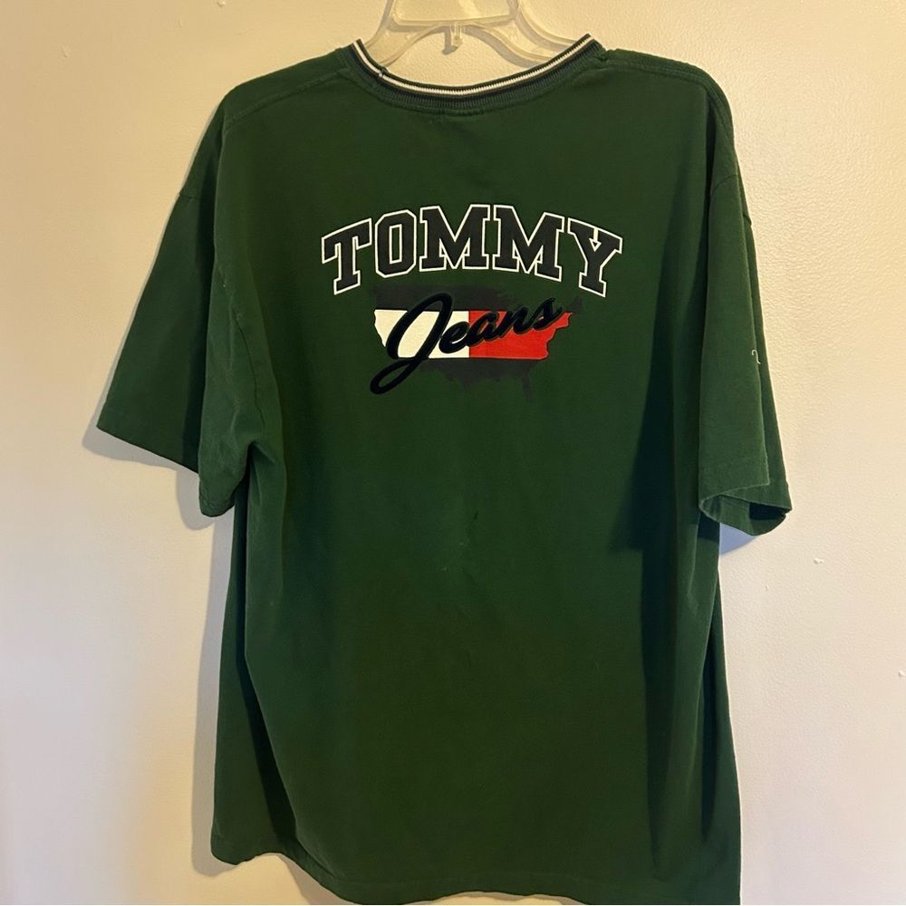 Vintage Tommy Hilfiger Men’s Logo Shirt 90s Green Size XL